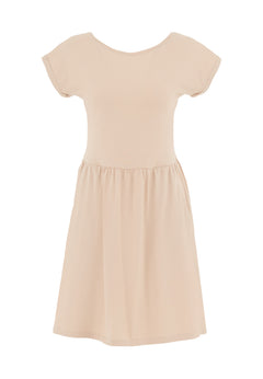 Slub Jersey Dress With Side Pockets Soft Beige