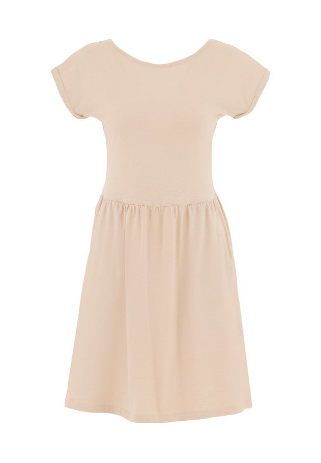 Slub Jersey Dress With Side Pockets Soft Beige
