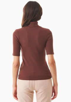 Women's Short Sleeved Cotton Turtleneck Radical Brown
