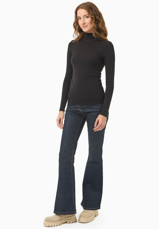 Women's Long Sleeved Cotton Turtleneck Black