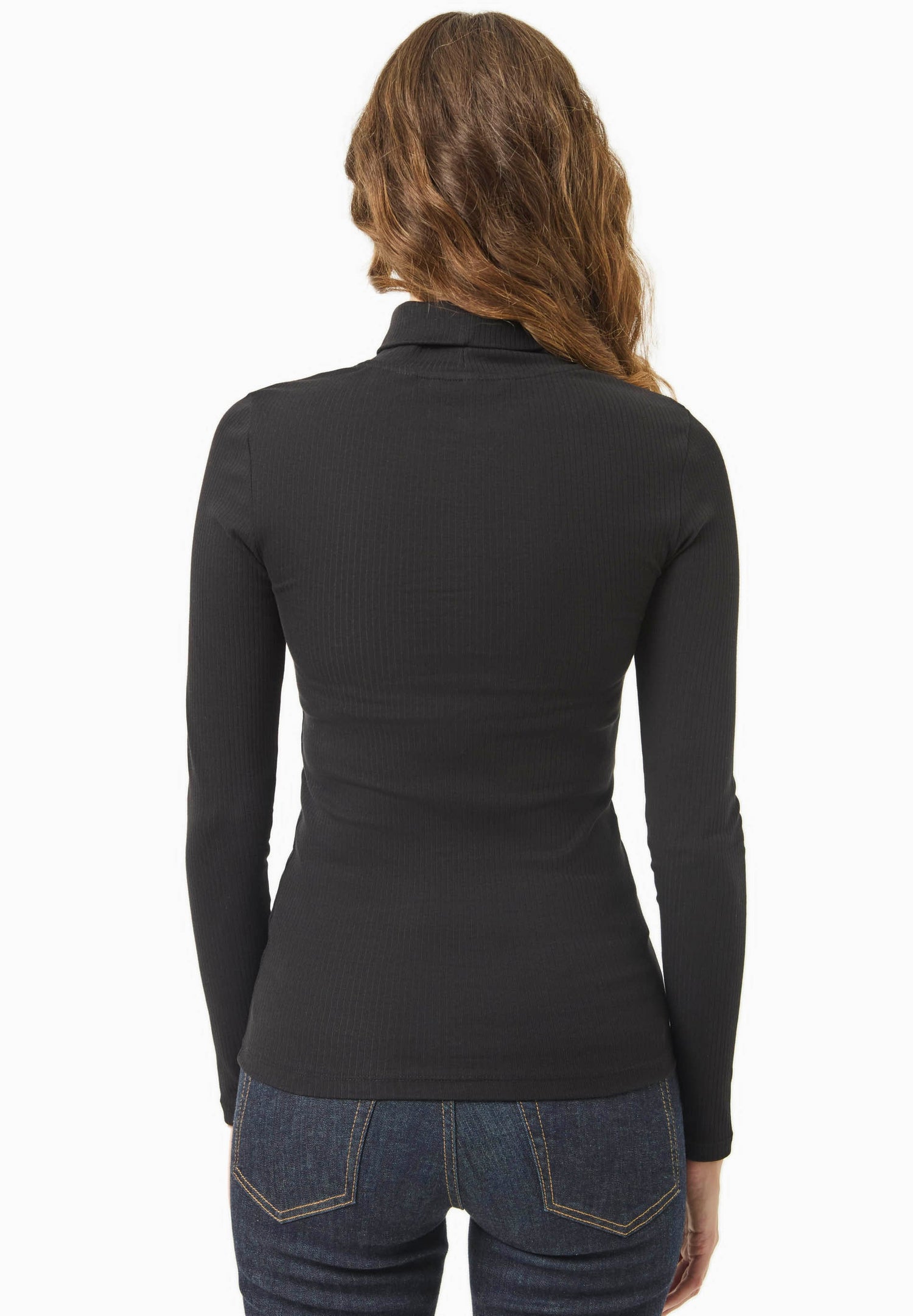 Women's Long Sleeved Cotton Turtleneck Black