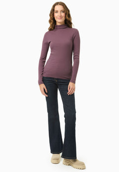 Women's Long Sleeved Cotton Turtleneck Dark Fig
