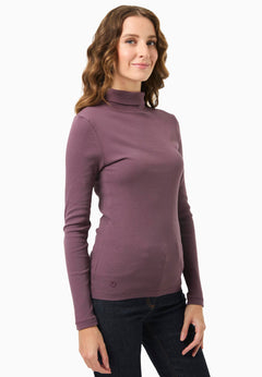 Women's Long Sleeved Cotton Turtleneck Dark Fig