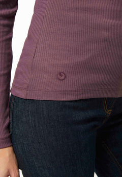 Women's Long Sleeved Cotton Turtleneck Dark Fig