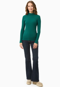 Women's Long Sleeved Cotton Turtleneck Deep Emerald