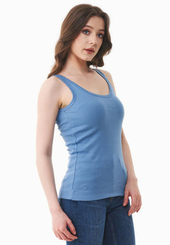 Women's Basic Ribbed Top Coronet Blue