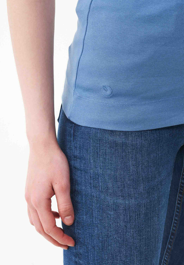Women's Basic Ribbed Top Coronet Blue