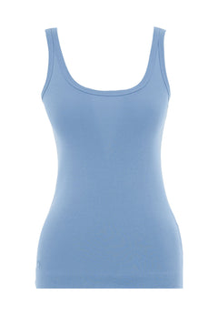 Women's Basic Ribbed Top Coronet Blue