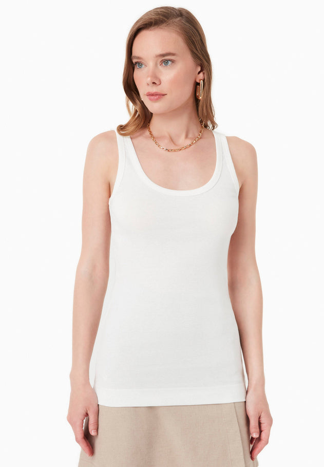 Women's Basic Ribbed Top Off White