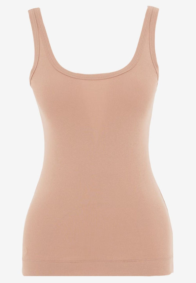 Women's Basic Ribbed Top Indian Tan