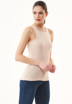 Women's High Neckline Ribbed Top Birch White
