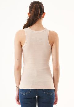 Women's High Neckline Ribbed Top Birch White