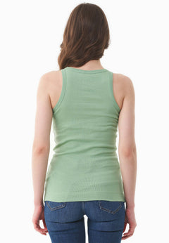 Women's High Neckline Ribbed Top Matcha Green