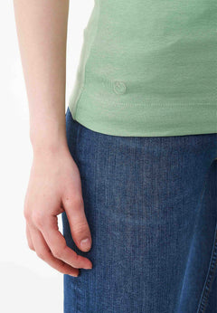 Women's High Neckline Ribbed Top Matcha Green
