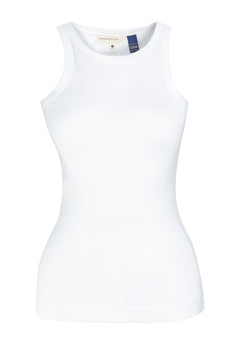Women's High Neckline Ribbed Top White