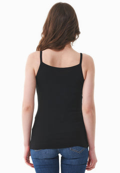 Women's Ribbed Spaghetti Strap Top Black
