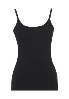 Women's Ribbed Spaghetti Strap Top Black