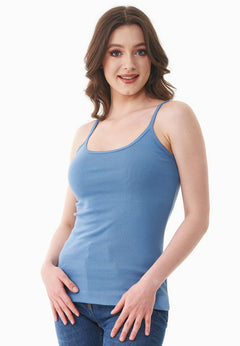 Women's Ribbed Spaghetti Strap Top Coronet Blue