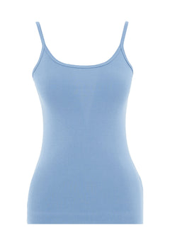 Women's Ribbed Spaghetti Strap Top Coronet Blue