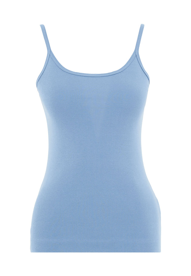 Women's Ribbed Spaghetti Strap Top Coronet Blue