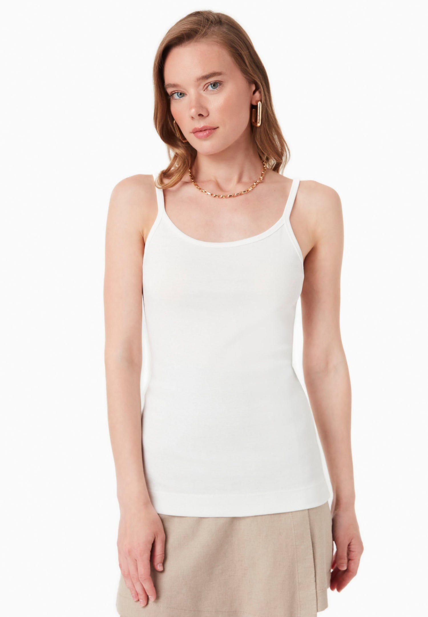 Women's Ribbed Spaghetti Strap Top Off White