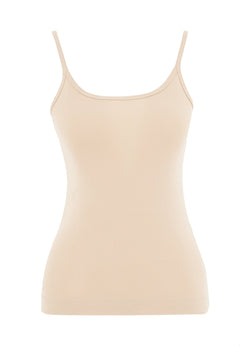 Women's Ribbed Spaghetti Strap Top Soft Beige