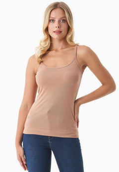 Women's Ribbed Spaghetti Strap Top Tan