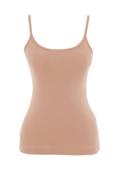 Women's Ribbed Spaghetti Strap Top Tan