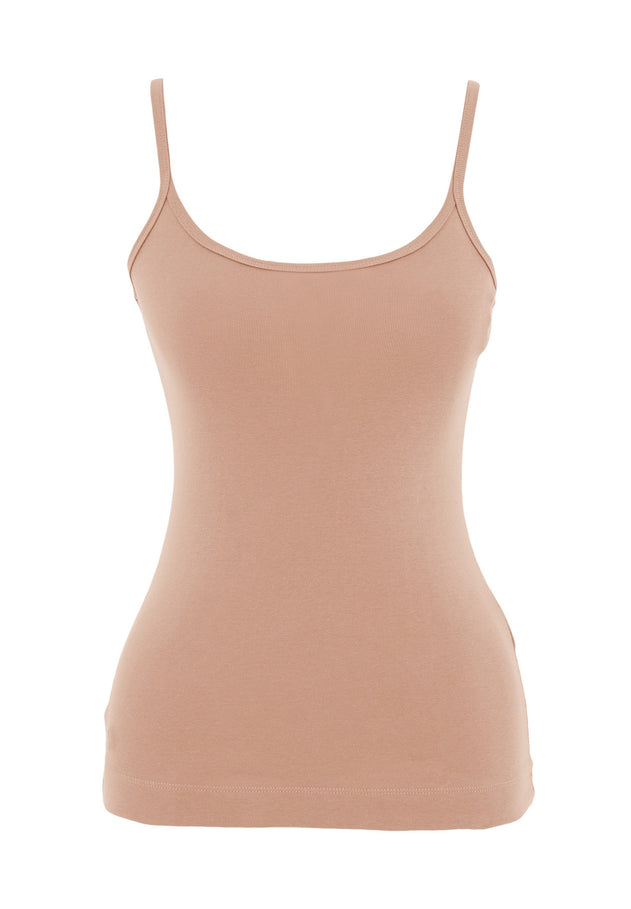 Women's Ribbed Spaghetti Strap Top Tan