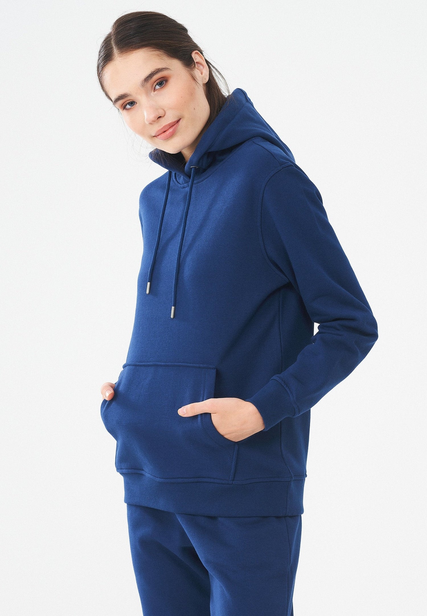 Women's Organic Cotton Hoodie With Kangaroo Pocket Navy