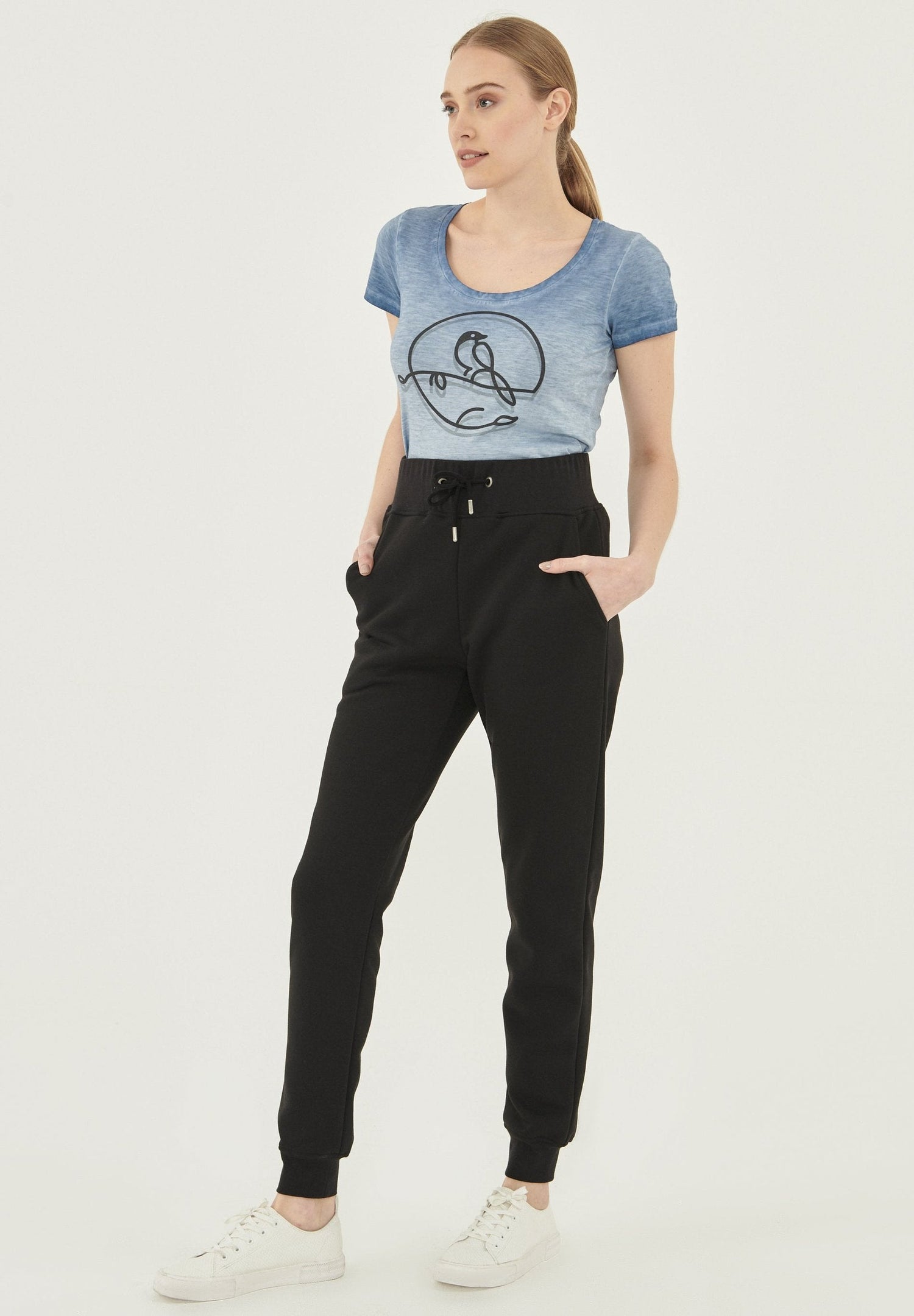 High Waisted Organic Cotton Sweatpants Black