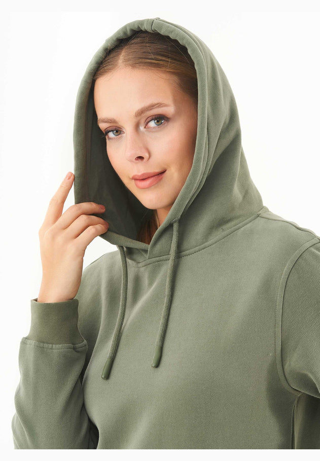 Women's Basic Soft Touch Organic Cotton Hoodie Mid Olive