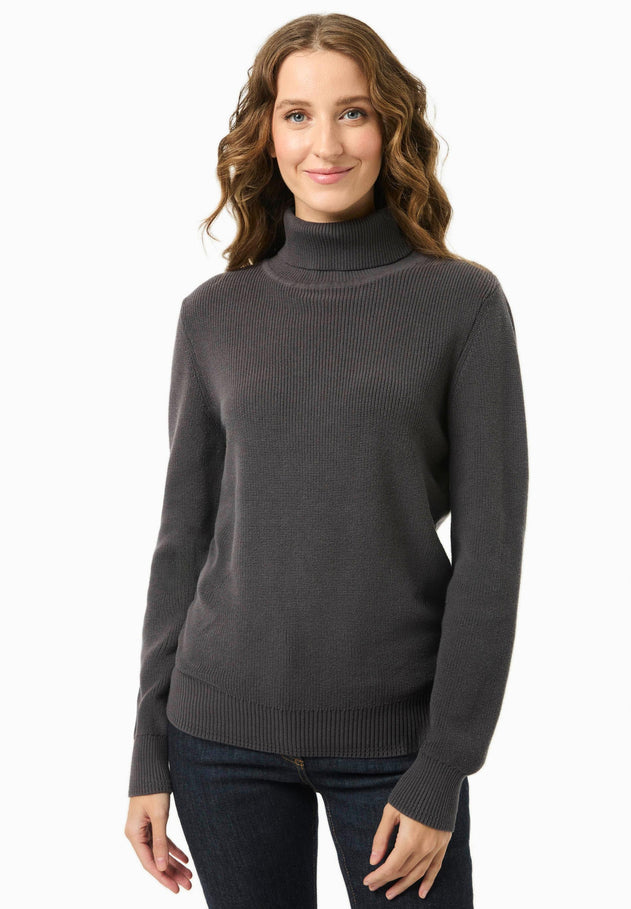 Women's Organic Cotton Turtleneck Knit Asphalt