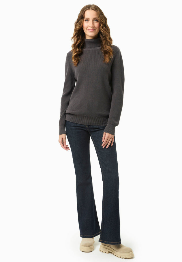 Women's Organic Cotton Turtleneck Knit Asphalt