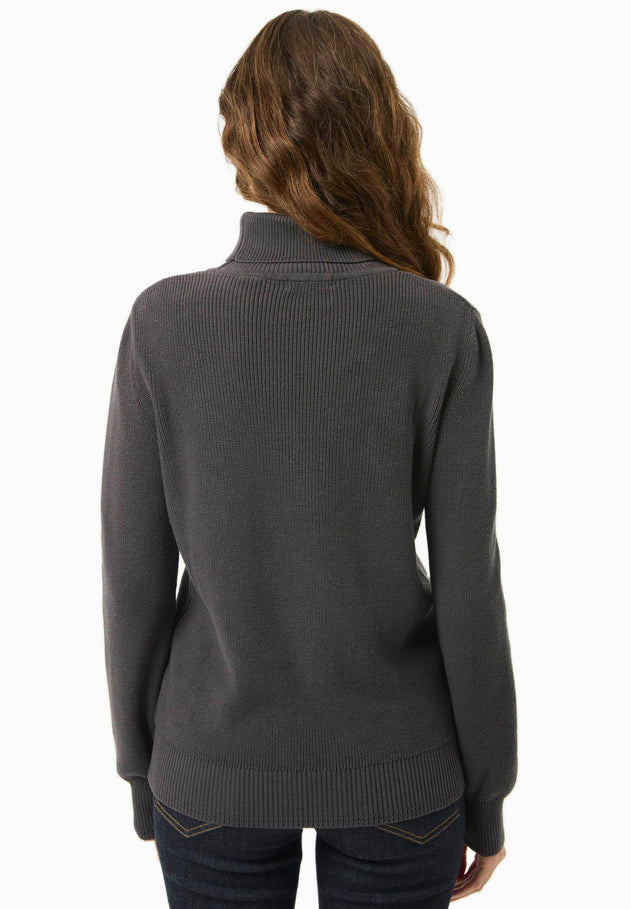 Women's Organic Cotton Turtleneck Knit Asphalt