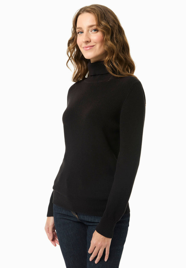 Women's Organic Cotton Turtleneck Knit Black