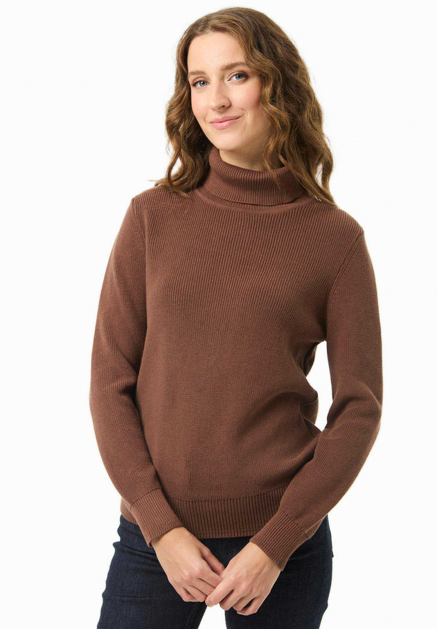 Women's Organic Cotton Turtleneck Knit Cocoa Brown