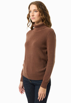Women's Organic Cotton Turtleneck Knit Cocoa Brown