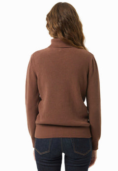 Women's Organic Cotton Turtleneck Knit Cocoa Brown
