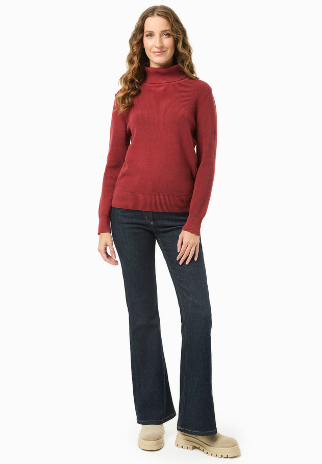 Women's Organic Cotton Turtleneck Knit Merlot