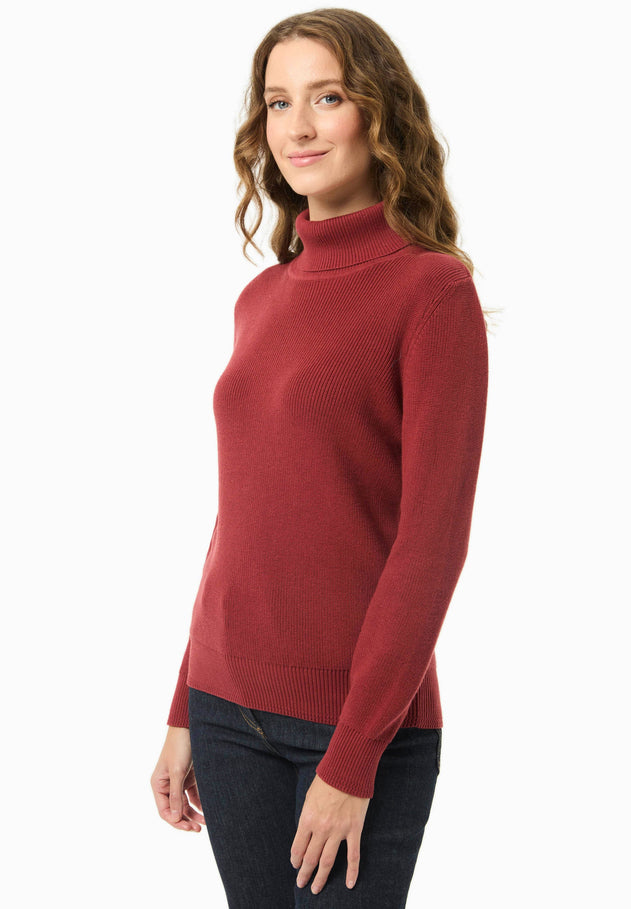 Women's Organic Cotton Turtleneck Knit Merlot