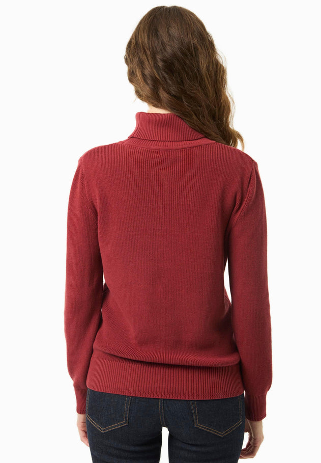 Women's Organic Cotton Turtleneck Knit Merlot