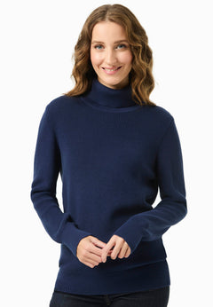 Women's Organic Cotton Turtleneck Knit Navy