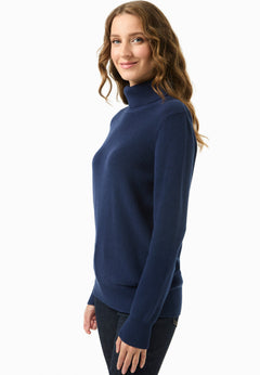 Women's Organic Cotton Turtleneck Knit Navy