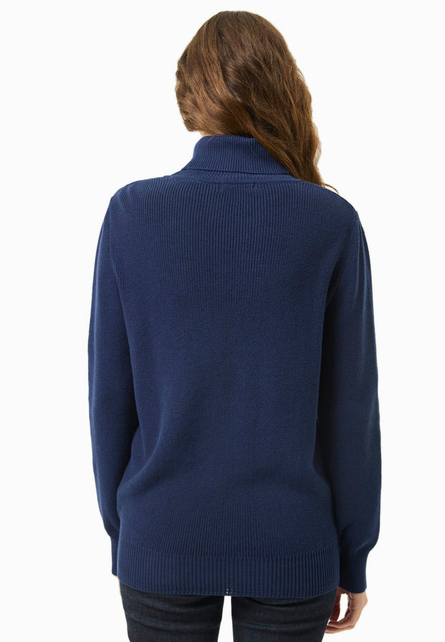 Women's Organic Cotton Turtleneck Knit Navy