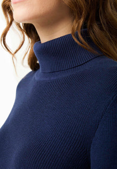 Women's Organic Cotton Turtleneck Knit Navy