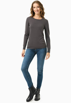 Women's Round Neck Organic Cotton Knit Asphalt