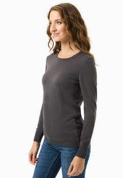 Women's Round Neck Organic Cotton Knit Asphalt