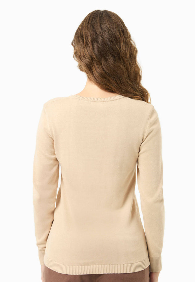 Women's Round Neck Organic Cotton Knit Beige