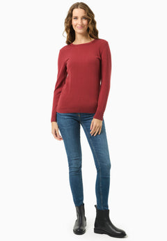 Women's Round Neck Organic Cotton Knit Merlot